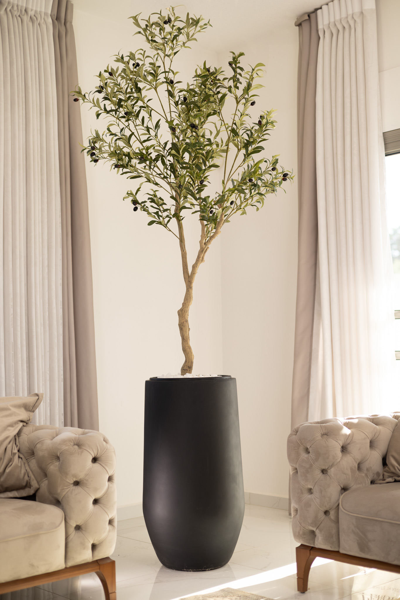 Serenity 80 – כד יוקרתי עם עץ זית מלאכותי גדול – תמונה 3