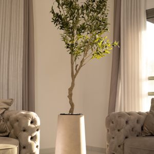 כד Serenity 60 בשילוב עץ זית מלאכותי גדול