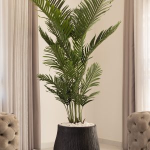 כד Stone Model גדול בשילוב דקל מלאכותי גדול